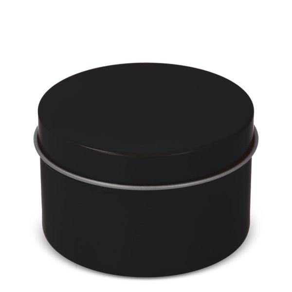 Candela vegetale profumata Kirtan in contenitore di latta riciclata 6 cm Nero - personalizzabile con logo