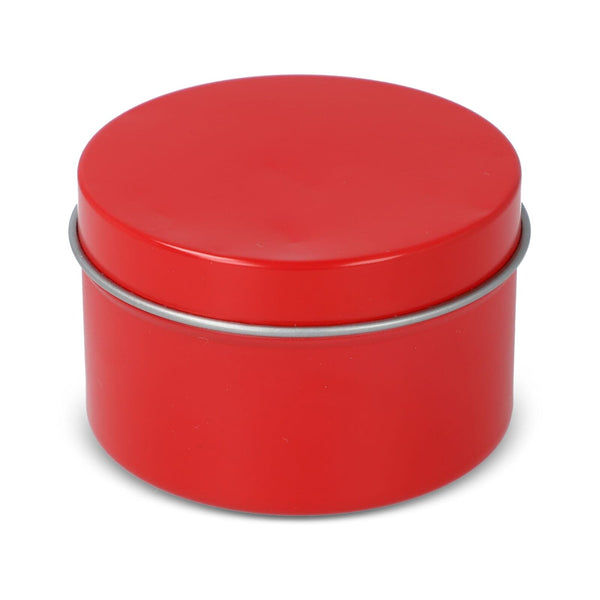 Candela vegetale profumata Kirtan in contenitore di latta riciclata 6 cm Rosso - personalizzabile con logo