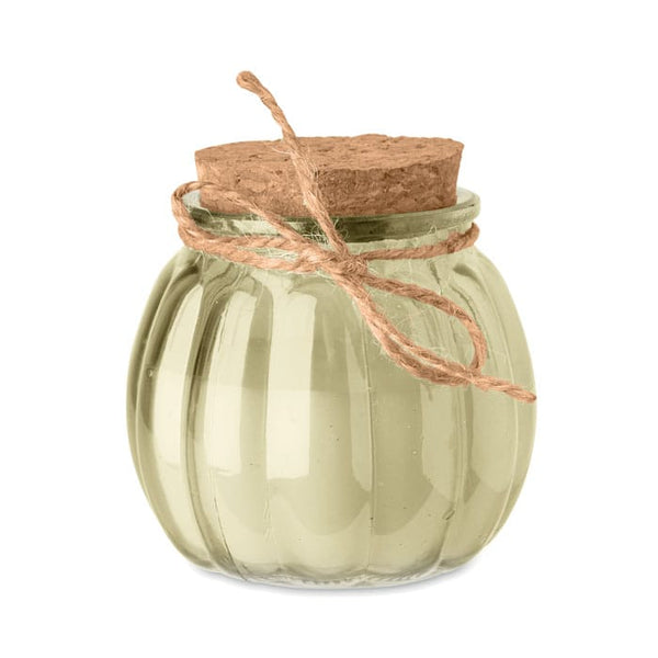 Candela vegetale vaniglia Beige - personalizzabile con logo