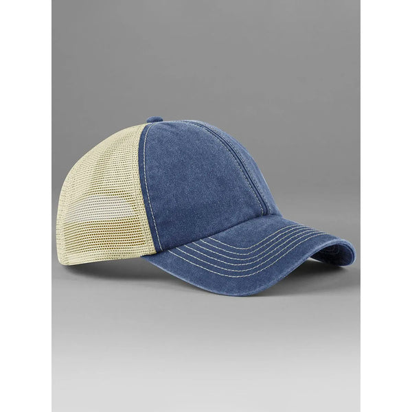 Cappellino 6 Panel Vintage Trucker blu - personalizzabile con logo