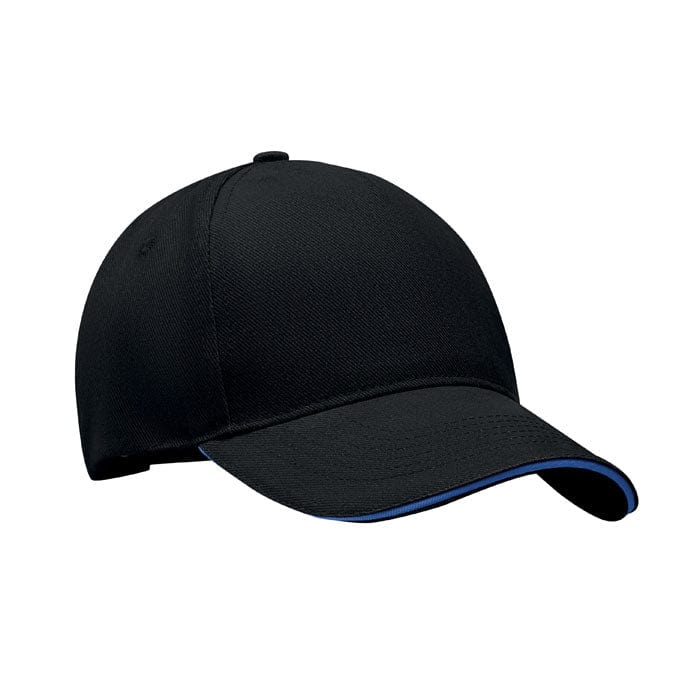Cappellino a 5 pannelli black/blue - personalizzabile con logo