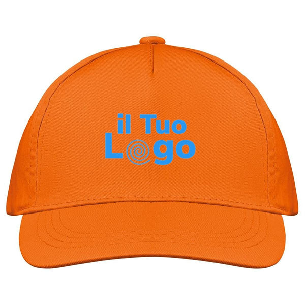 Cappellino a 5 pannelli cotone 160g Arancione - personalizzabile con logo