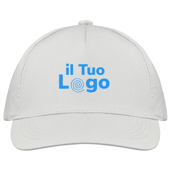 Cappellino a 5 pannelli cotone 160g Bianco - personalizzabile con logo