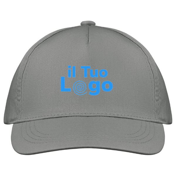 Cappellino a 5 pannelli cotone 160g Grigio - personalizzabile con logo