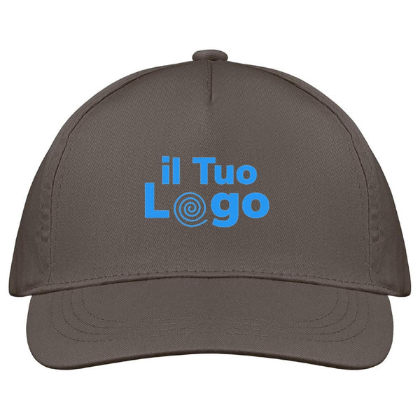 Cappellino a 5 pannelli cotone 160g grigio - personalizzabile con logo