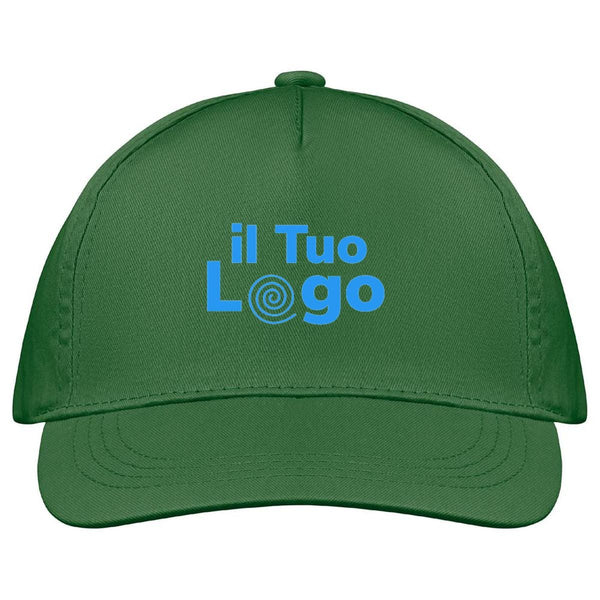 Cappellino a 5 pannelli cotone 160g verde - personalizzabile con logo