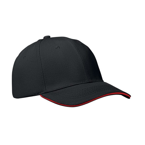 Cappellino a 6 pannelli 260g nero - personalizzabile con logo