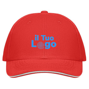 Cappellino a 6 pannelli 260g rossobianco - personalizzabile con logo