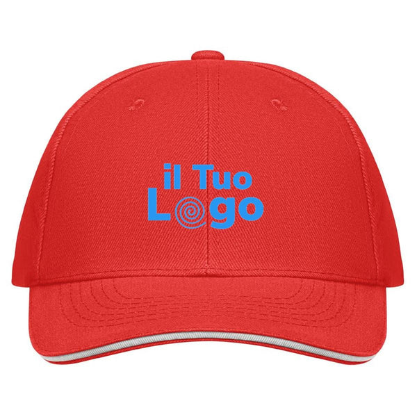 Cappellino a 6 pannelli 260g rossobianco - personalizzabile con logo
