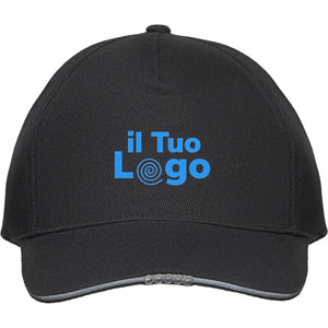 Cappellino con luce in cotone Nero - personalizzabile con logo