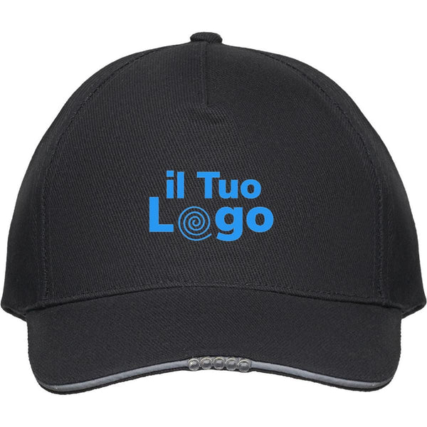 Cappellino con luce in cotone Nero - personalizzabile con logo