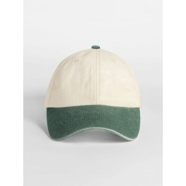 Cappellino Contrast Peak Low Profile Vintage Cap natural/vintage bottle green - personalizzabile con logo
