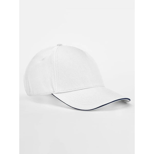 Cappellino EarthAware® Classic Organic Cotton 5 Panel Cap -  Sandwich Peak bianco - personalizzabile con logo