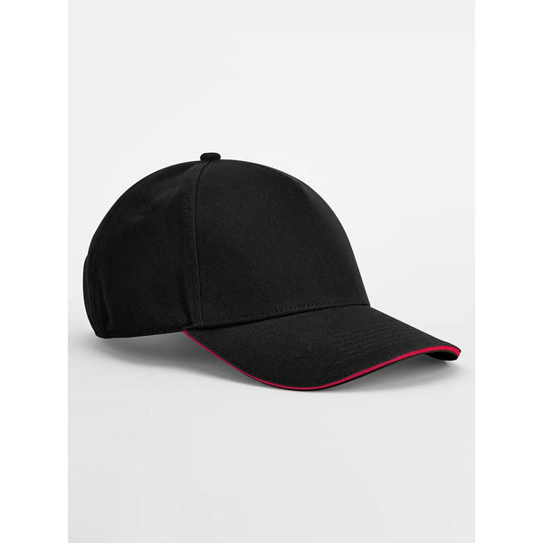 Cappellino EarthAware® Classic Organic Cotton 5 Panel Cap -  Sandwich Peak nero - personalizzabile con logo
