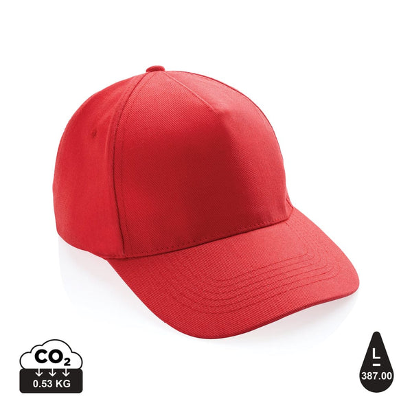 Cappellino Impact 5 panneli 280gr con tracer AWARE™ colorati rosso - personalizzabile con logo