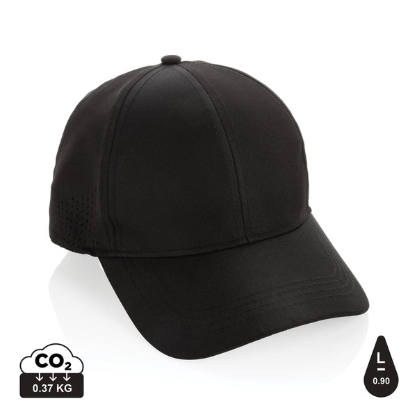 Cappellino sportivo 6 pannelli in RPET Impact AWARE™ nero - personalizzabile con logo