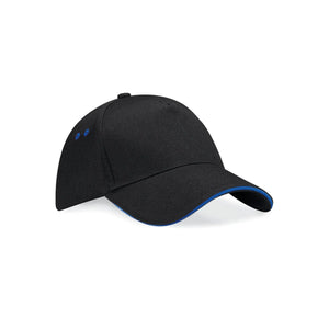 Cappellino Ultimate 5 Panel Cap - Sandwich Peak black/bright royal - personalizzabile con logo