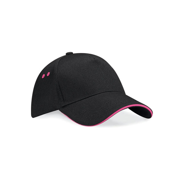 Cappellino Ultimate 5 Panel Cap - Sandwich Peak black/fuchsia - personalizzabile con logo