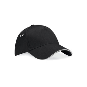 Cappellino Ultimate 5 Panel Cap - Sandwich Peak black/light grey - personalizzabile con logo