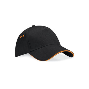 Cappellino Ultimate 5 Panel Cap - Sandwich Peak black/orange - personalizzabile con logo