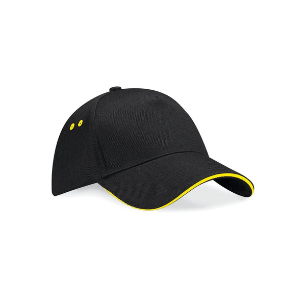 Cappellino Ultimate 5 Panel Cap - Sandwich Peak black/yellow - personalizzabile con logo