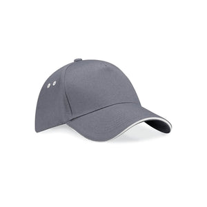 Cappellino Ultimate 5 Panel Cap - Sandwich Peak grigio - personalizzabile con logo