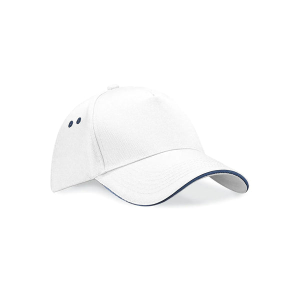Cappellino Ultimate 5 Panel Cap - Sandwich Peak white/french navy - personalizzabile con logo