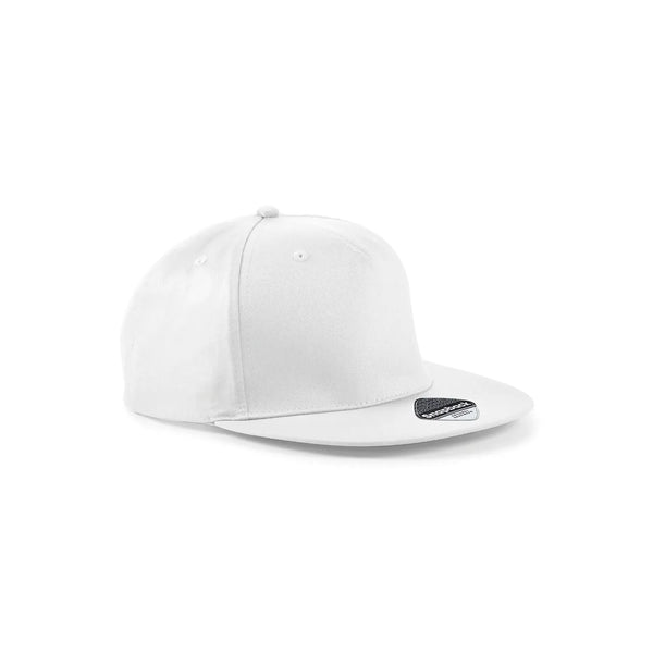 Cappello 5 Panel Snapback Rapper Cap bianco - personalizzabile con logo