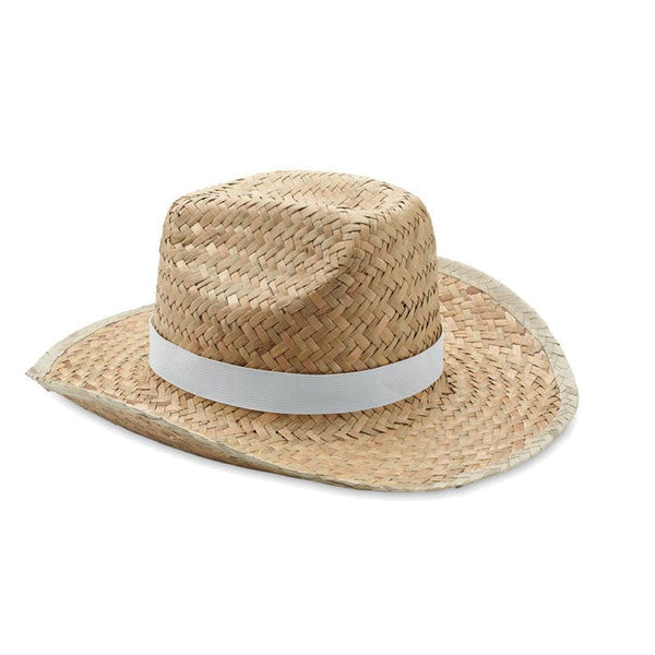 Cappello cowboy in paglia Bianco - personalizzabile con logo