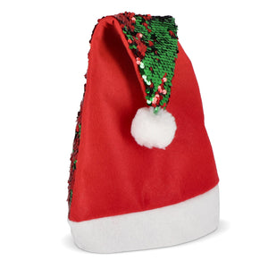 Cappello di Natale in paillettes bicolore Rosso - personalizzabile con logo