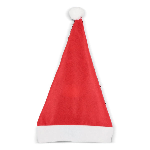 Cappello di Natale in paillettes bicolore Rosso - personalizzabile con logo