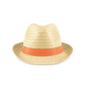 Cappello di paglia naturale arancione - personalizzabile con logo