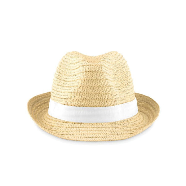 Cappello di paglia naturale bianco - personalizzabile con logo