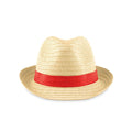 Cappello di paglia naturale rosso - personalizzabile con logo