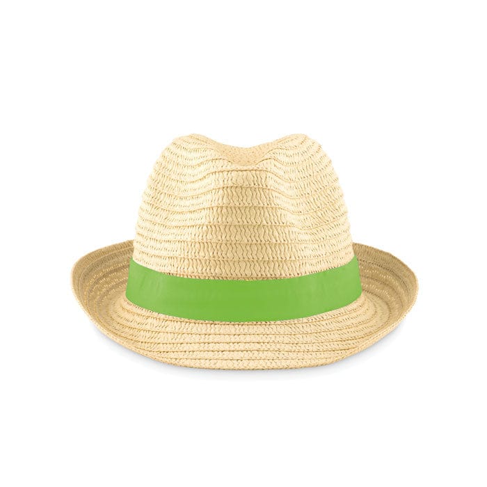 Cappello di paglia naturale verde calce - personalizzabile con logo