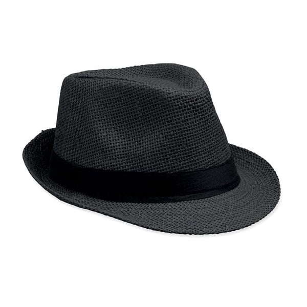 Cappello di paglia Nero - personalizzabile con logo
