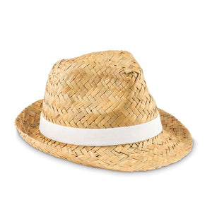 Cappello in paglia naturale bianco - personalizzabile con logo