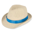 Cappello in paglia vegetale con fascia colorata Azzurro - personalizzabile con logo