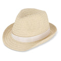 Cappello in paglia vegetale con fascia colorata Bianco - personalizzabile con logo