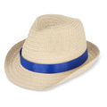 Cappello in paglia vegetale con fascia colorata blu navy - personalizzabile con logo