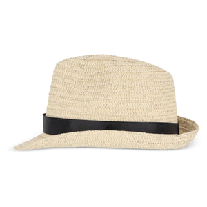 Cappello in paglia vegetale con fascia colorata - personalizzabile con logo