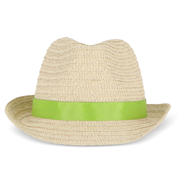 Cappello in paglia vegetale con fascia colorata - personalizzabile con logo