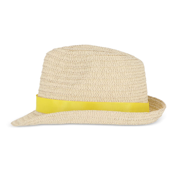 Cappello in paglia vegetale con fascia colorata - personalizzabile con logo