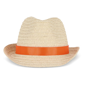Cappello in paglia vegetale con fascia colorata - personalizzabile con logo