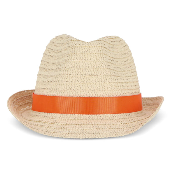 Cappello in paglia vegetale con fascia colorata - personalizzabile con logo