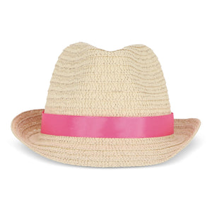 Cappello in paglia vegetale con fascia colorata - personalizzabile con logo