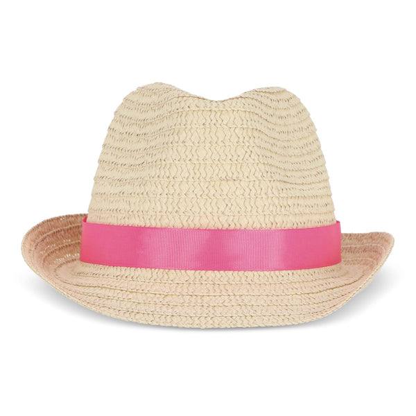 Cappello in paglia vegetale con fascia colorata - personalizzabile con logo