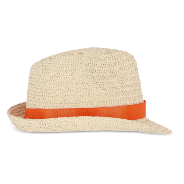 Cappello in paglia vegetale con fascia colorata - personalizzabile con logo