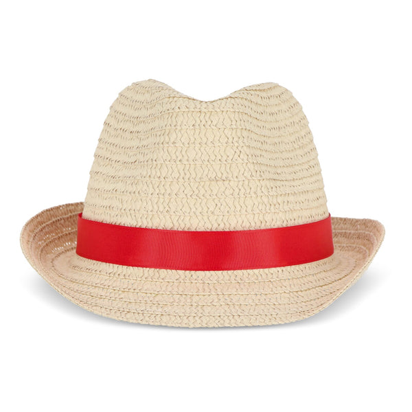 Cappello in paglia vegetale con fascia colorata - personalizzabile con logo