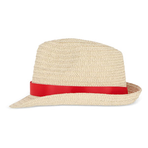 Cappello in paglia vegetale con fascia colorata - personalizzabile con logo